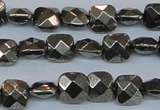 CPY635 15.5 inches 8*8mm faceted square pyrite gemstone beads