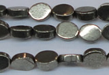 CPY641 15.5 inches 8*10mm oval pyrite gemstone beads wholesale