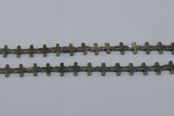 CPY663 15.5 inches 11*11mm cross pyrite gemstone beads wholesale