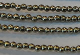 CPY70 15.5 inches 2mm round pyrite gemstone beads wholesale