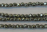 CPY72 15.5 inches 2mm faceted round pyrite gemstone beads wholesale