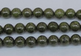 CPY750 15.5 inches 4mm round pyrite gemstone beads wholesale