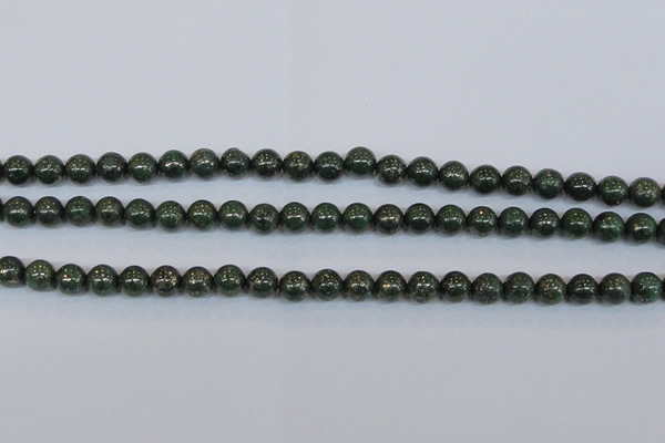 CPY762 15.5 inches 8mm round pyrite gemstone beads wholesale