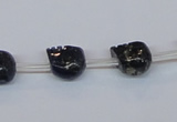 CPY787 Top drilled 8mm carved skull pyrite gemstone beads