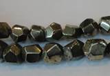 CPY79 15.5 inches 9-10mm faceted nuggets pyrite gemstone beads