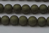 CPY813 15.5 inches 4mm round matte pyrite beads wholesale