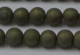 CPY814 15.5 inches 6mm round matte pyrite beads wholesale