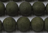 CPY817 15.5 inches 12mm round matte pyrite beads wholesale