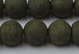 CPY818 15.5 inches 14mm round matte pyrite beads wholesale