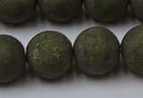 CPY819 15.5 inches 16mm round matte pyrite beads wholesale