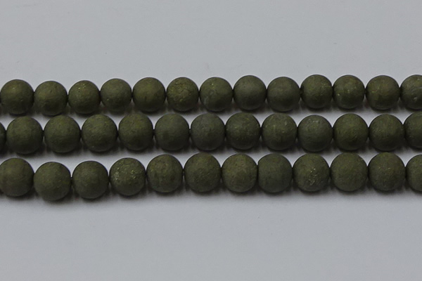 CPY819 15.5 inches 16mm round matte pyrite beads wholesale