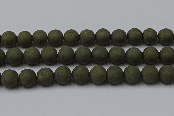 CPY821 15.5 inches 20mm round matte pyrite beads wholesale