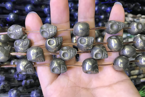 CPY825 15.5 inches 12*14*14mm skull pyrite gemstone beads