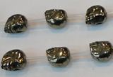 CPY84 15.5 inches 10mm carved skull pyrite gemstone beads wholesale