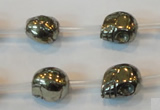 CPY85 15.5 inches 12mm carved skull pyrite gemstone beads wholesale