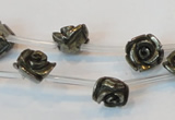 CPY91 15.5 inches 10mm carved rose pyrite gemstone beads wholesale