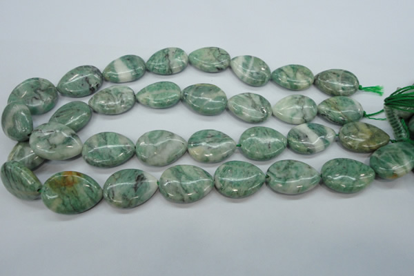 CQJ66 15.5 inches 18*25mm flat teardrop Qinghai jade beads wholesale