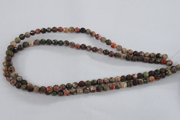 CRA101 15.5 inches 8mm faceted round rainforest agate gemstone beads