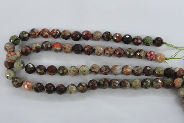 CRA102 15.5 inches 10mm faceted round rainforest agate gemstone beads