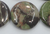 CRA14 15.5 inches 30mm flat round natural rainforest agate beads