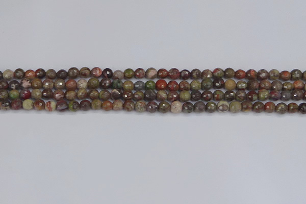 CRA160 15.5 inches 4mm faceted round rainforest agate beads