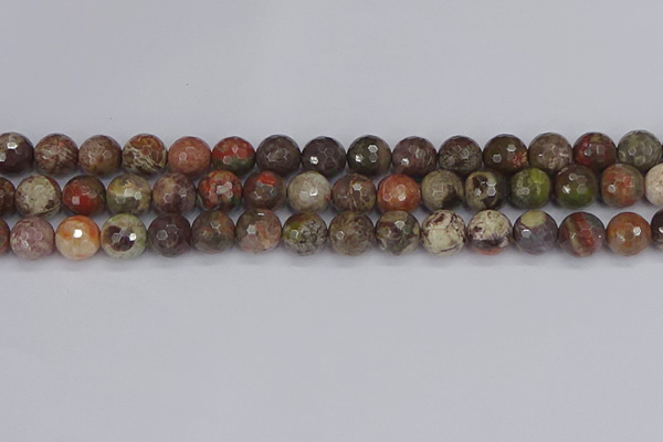 CRA163 15.5 inches 10mm faceted round rainforest agate beads