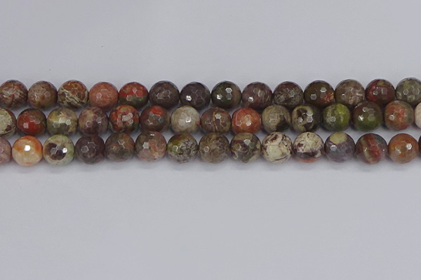 CRA164 15.5 inches 12mm faceted round rainforest agate beads