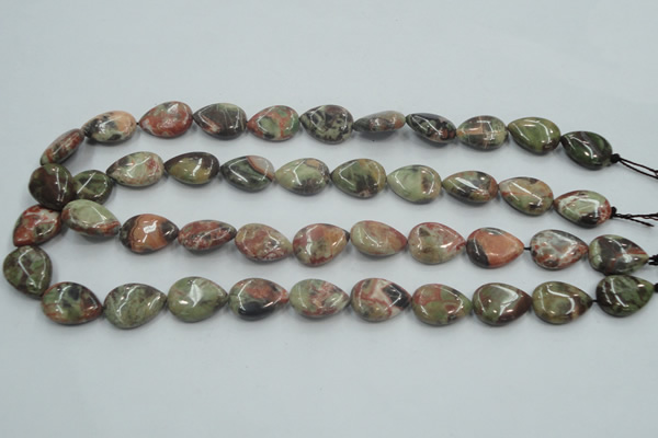 CRA18 15.5 inches 13*18mm flat teardrop natural rainforest agate beads