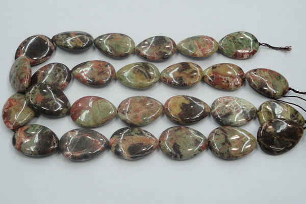 CRA20 15.5 inches 22*30mm flat teardrop natural rainforest agate beads