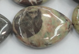 CRA21 15.5 inches 30*40mm flat teardrop natural rainforest agate beads