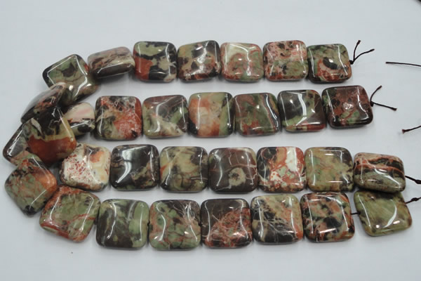 CRA23 15.5 inches 25*25mm square natural rainforest agate beads