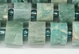 CRB1070 15.5 inches 7*9mm - 8*10mm faceted tyre amazonite beads