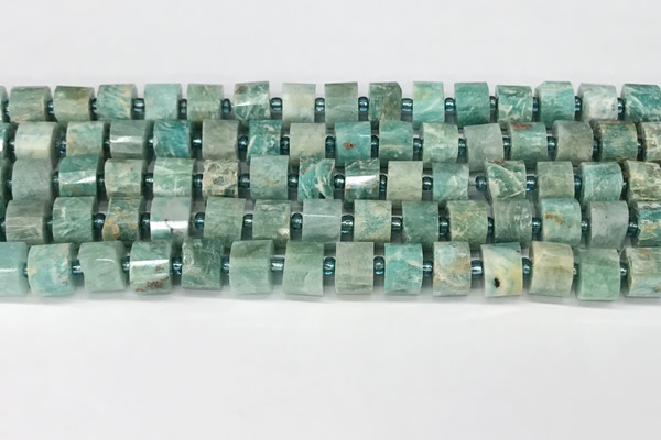 CRB1070 15.5 inches 7*9mm - 8*10mm faceted tyre amazonite beads