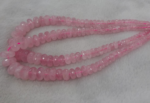 CRB1120 15.5 inches 5*8mm - 9*18mm faceted rondelle rose quartz beads