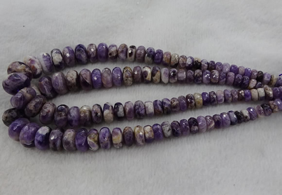 CRB1122 15.5 inches 5*8mm - 9*18mm faceted rondelle dogtooth amethyst beads