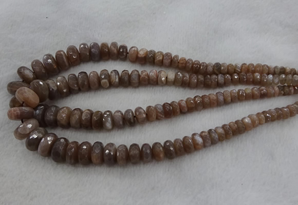 CRB1132 15.5 inches 5*8mm - 9*18mm faceted rondelle moonstone beads