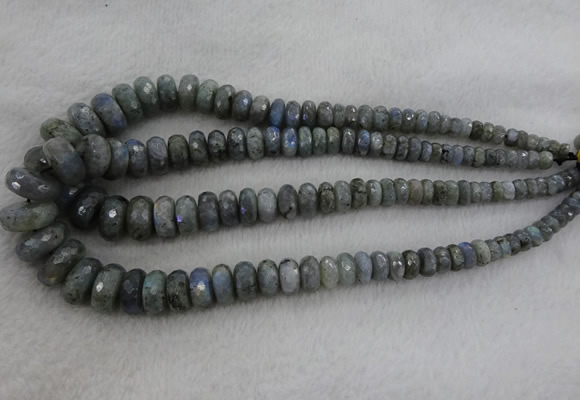 CRB1134 15.5 inches 5*8mm - 9*18mm faceted rondelle labradorite beads