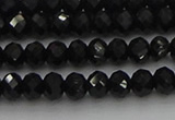 CRB1218 15.5 inches 4*6mm faceted rondelle black tourmaline beads