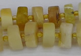 CRB1240 15.5 inches 6*12mm tyre matte yellow opal gemstone beads