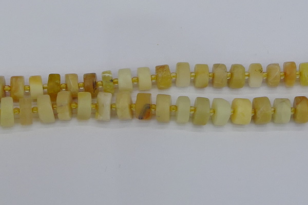 CRB1241 15.5 inches 7*14mm tyre matte yellow opal gemstone beads