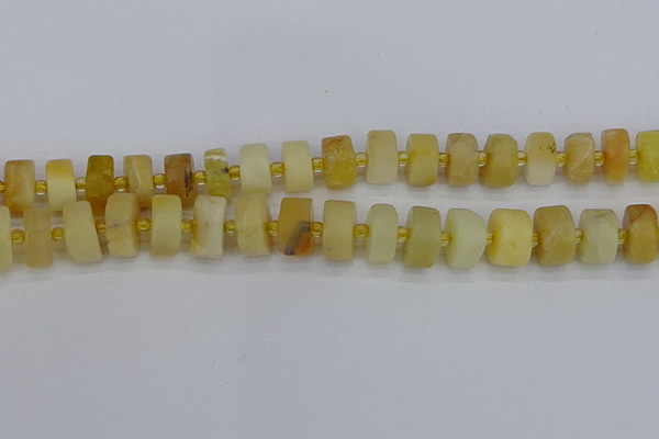 CRB1242 15.5 inches 8*16mm tyre matte yellow opal gemstone beads