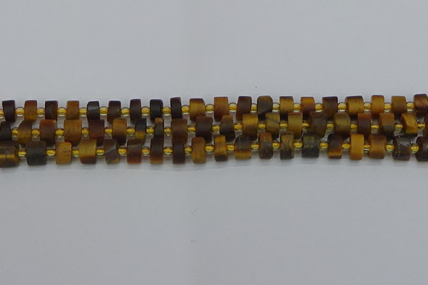 CRB1252 15.5 inches 5*8mm tyre matte yellow tiger eye beads