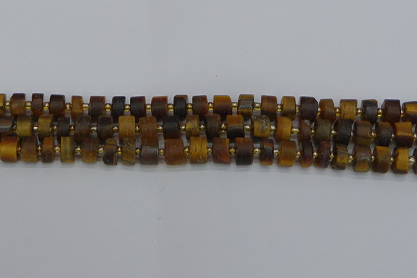 CRB1253 15.5 inches 6*10mm tyre matte yellow tiger eye beads