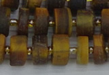 CRB1254 15.5 inches 6*12mm tyre matte yellow tiger eye beads