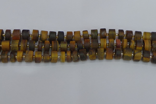 CRB1254 15.5 inches 6*12mm tyre matte yellow tiger eye beads