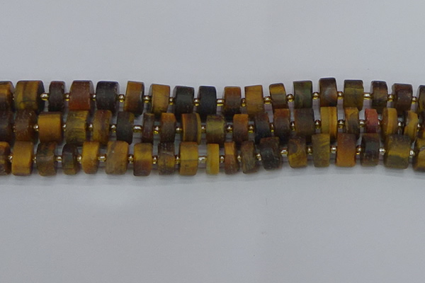 CRB1255 15.5 inches 7*14mm tyre matte yellow tiger eye beads