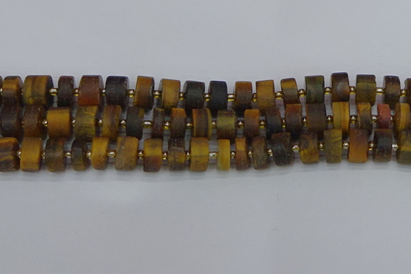 CRB1256 15.5 inches 8*16mm tyre matte yellow tiger eye beads