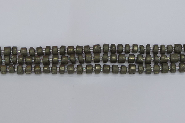 CRB1259 15.5 inches 5*8mm tyre matte pyrite gemstone beads