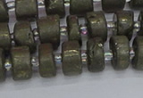 CRB1260 15.5 inches 6*10mm tyre matte pyrite gemstone beads