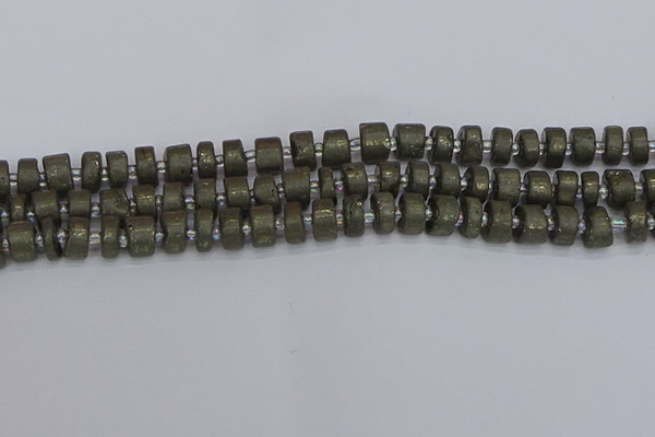 CRB1260 15.5 inches 6*10mm tyre matte pyrite gemstone beads